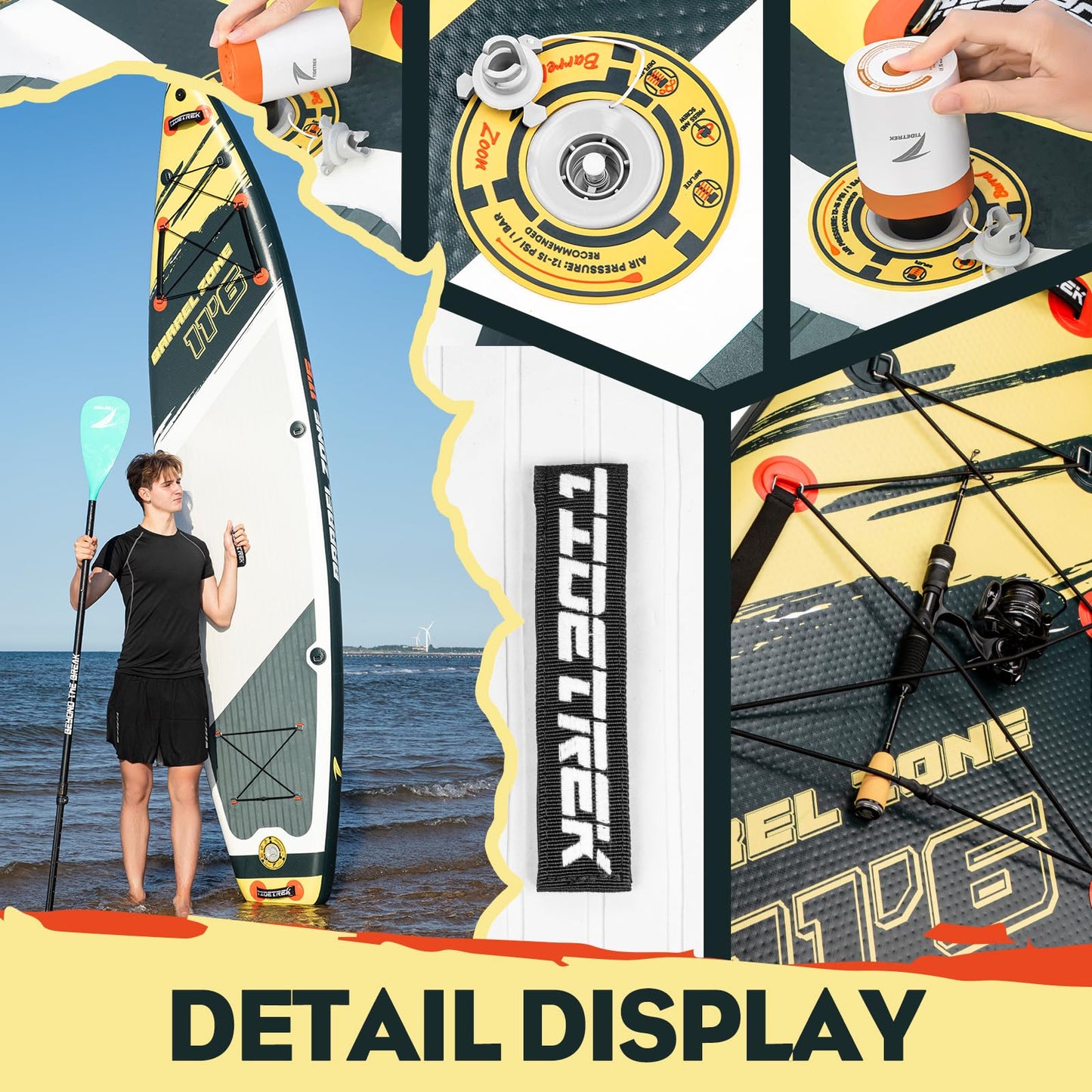 TIDETREK 11'6" Inflatable Stand Up Paddle Boards, Premium SUP Accessories, Non-Slip Comfort Deck for Youth & Adults (Royal Teal/Kayak Seat)