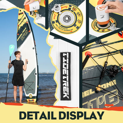 TIDETREK 11'6" Inflatable Stand Up Paddle Boards, Premium SUP Accessories, Non-Slip Comfort Deck for Youth & Adults (Royal Teal/Kayak Seat)