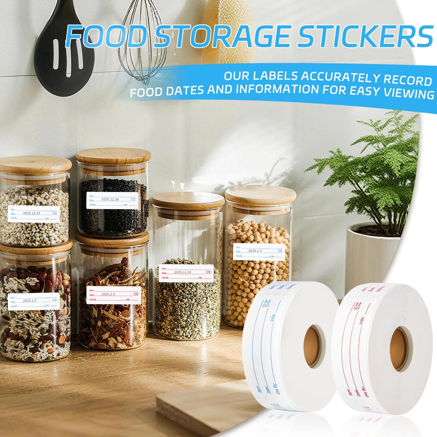 1000 Pcs Removable Freezer Labels (1x3 Inch) - Waterproof & Oil Resistant Food Storage Stickers, No Residue Easy Peel Date Content Labels for Kitchen Containers, Glass Jars & Restaurants