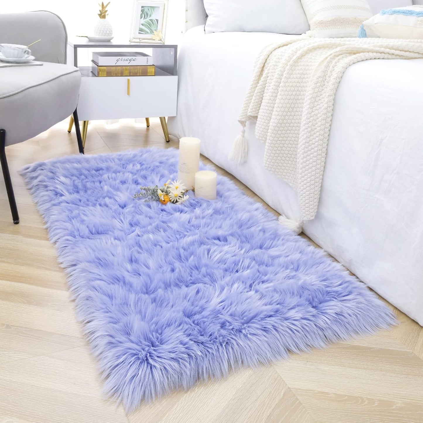 2 4 Noahas Luxury Fluffy Rugs Bedroom Furry Carpet Bedside Faux Fur Sheepskin Area Rugs Children Play Princess Room