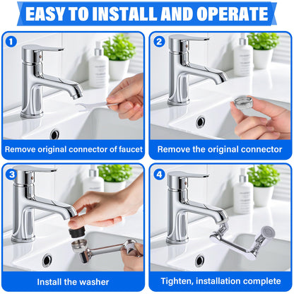 360° Rotating Faucet Extender with Adapter – Multifunctional Sink Spray Head for Bathroom & Kitchen Sinks (Extender 2-pack)