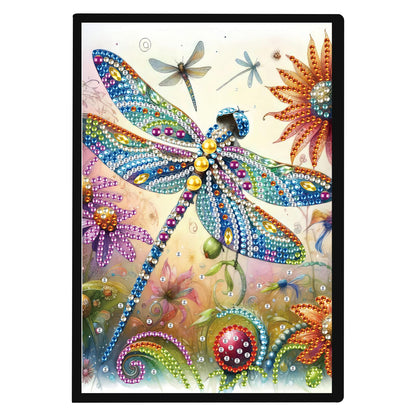 JISHSHAY Diamond Art Notebook Journal Diamond Painting Note Book Gem Art Sketchbook Gem Painting Diary Mosaic Kits for Adults Blank Notebook with Special Drills 14.5×21cm/5.7×8.26in Dragonfly