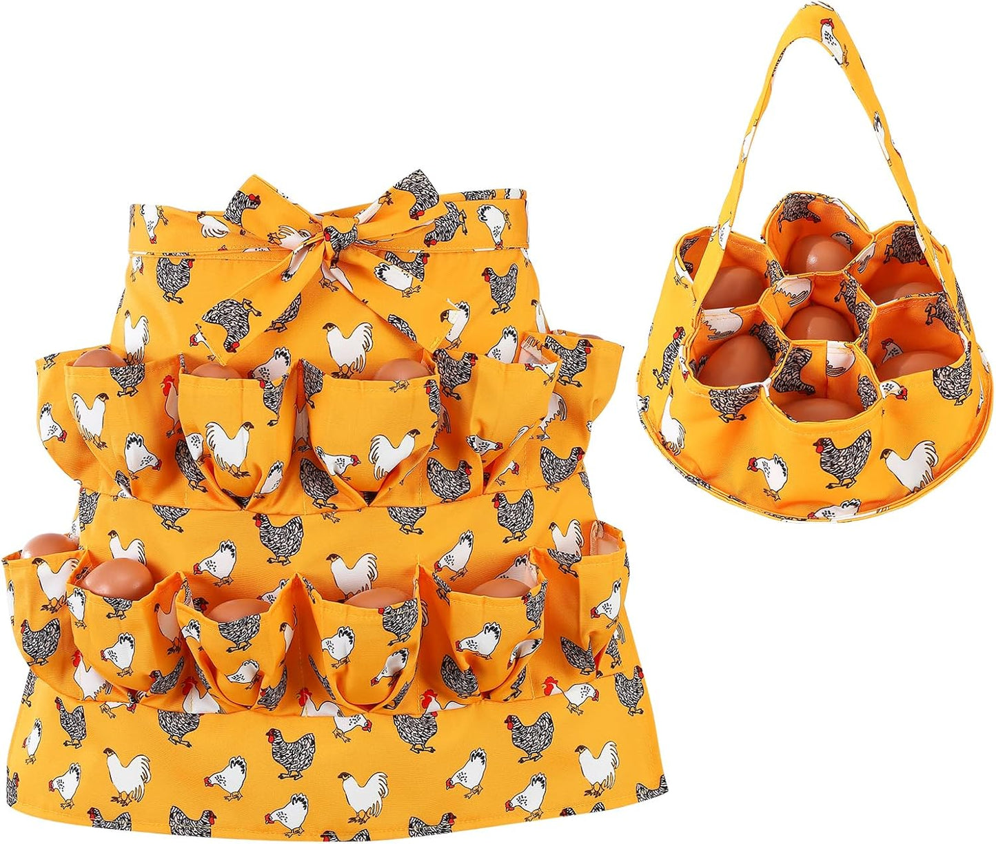 12 7 Egg Collecting Apron and Basket, Pouches Chicken Egg Apron, Pouches Chicken Eggs Basket, Collector Chicken Eggs