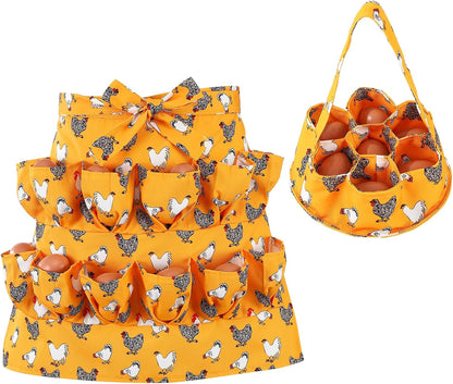 12 7 Egg Collecting Apron and Basket, Pouches Chicken Egg Apron, Pouches Chicken Eggs Basket, Collector Chicken Eggs
