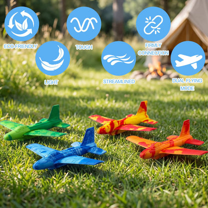Teyva Daily 10 Pack Airplane Toys, Throwing Foam Planes for Kids Foam Airplanes Gliders Birthday Party Favor Gifts Stocking Filler Stuffer for Kids Boys Girls 8 9 10 11 12 Year Old (Camouflage Colors)