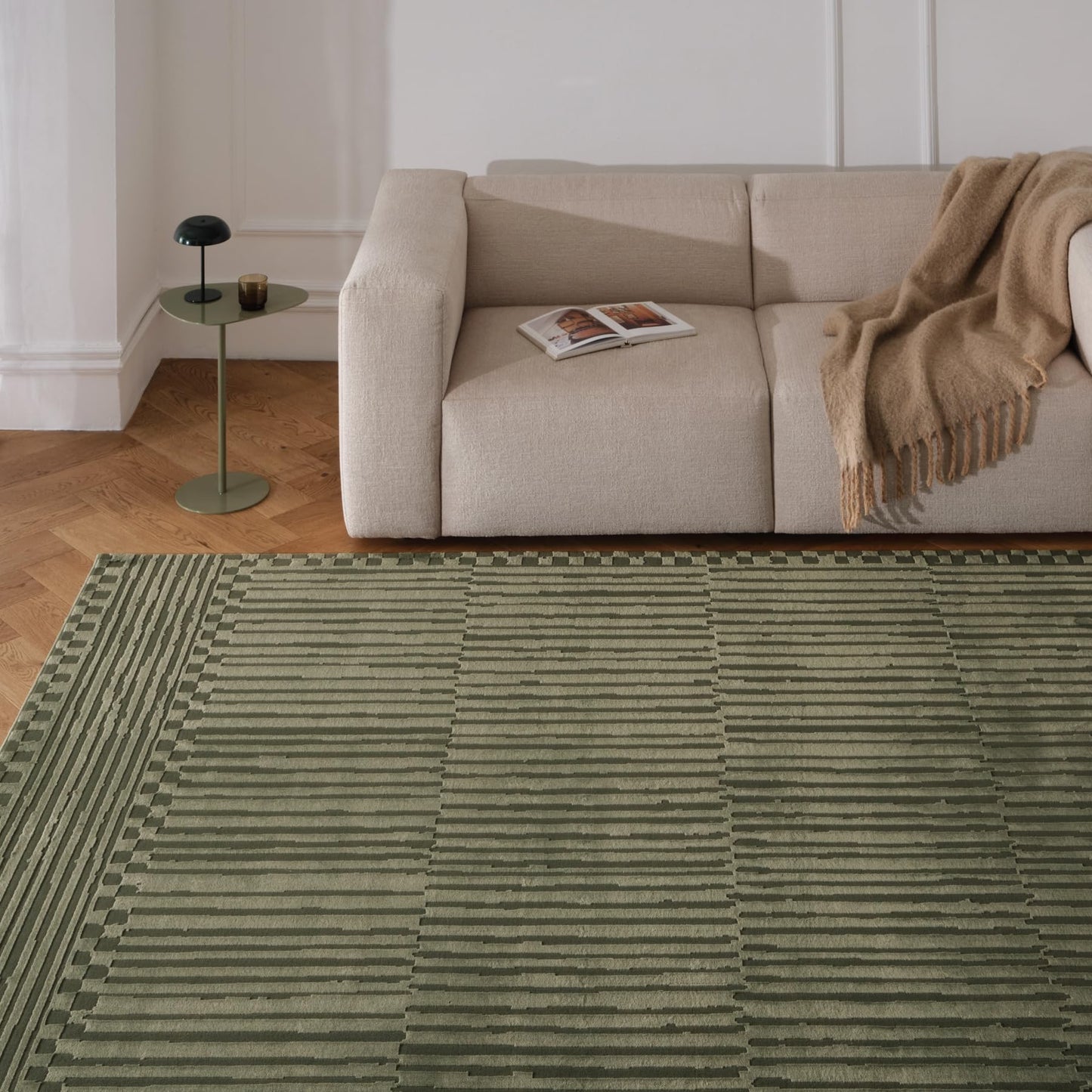 Revival Rugs Soloba 7'x9' Area Rugs for Living Room Bedroom Dining Room - Washable, 100% Recycled, Oeko-TEX Certified, Modern, Medium Pile, Green
