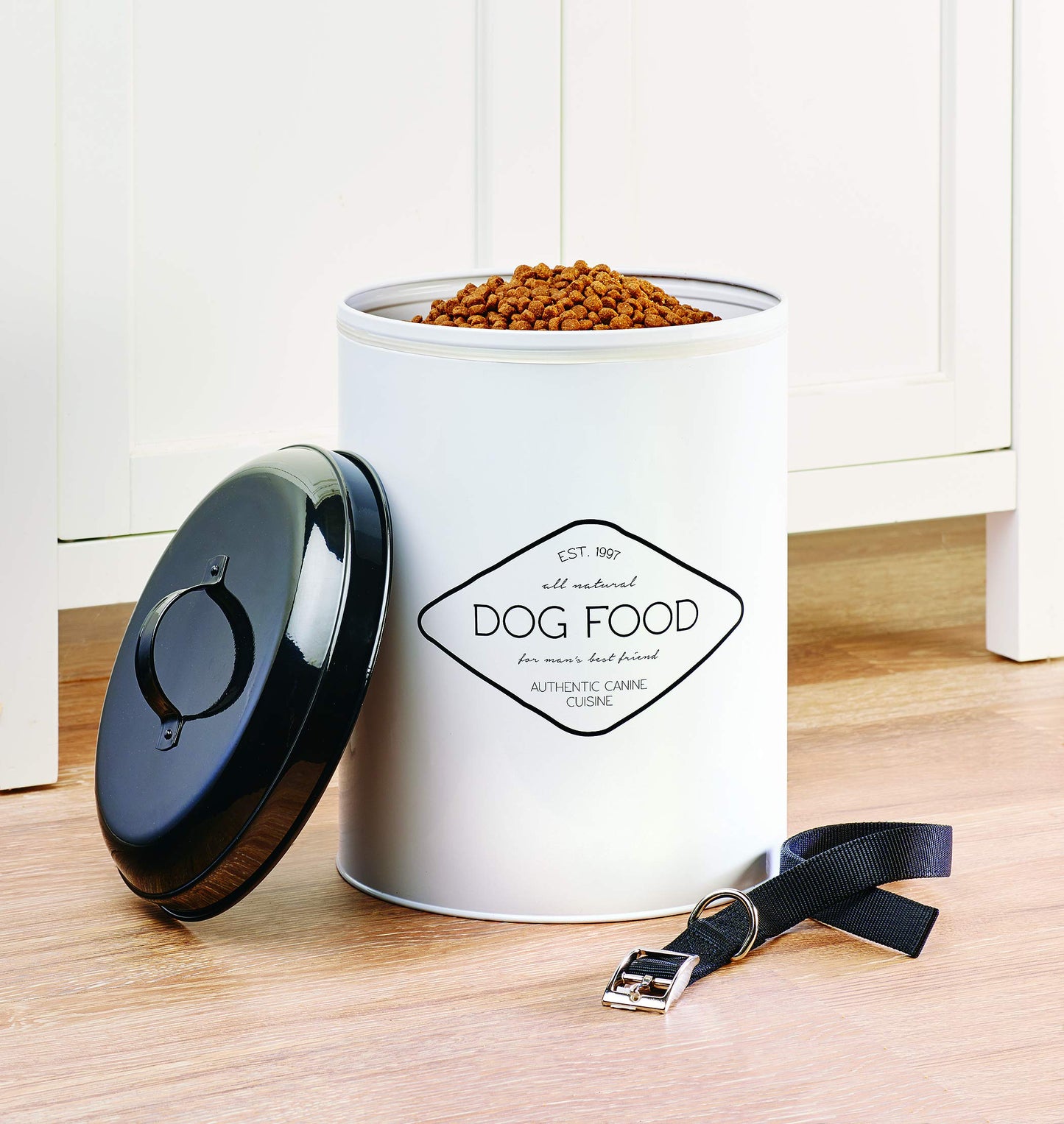 Amici Pet Buster All Natural Canister, Metal Storage Container with Handle Lid & Silicone Gasket Seal, Minimal Countertop Food Bin for Pantry, Pet Treats & Kitchen Dry Goods - 272 Oz (10.5"L x 14"H)