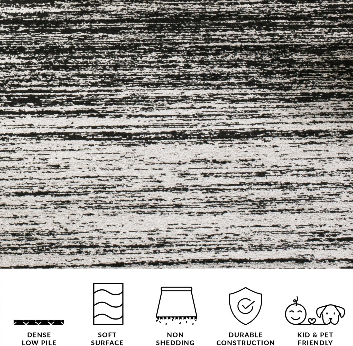 2'6" 4', (ADR113A) SAFAVIEH Adirondack Collection Accent Rug - x Silver & Black, Modern Ombre Design, Non Shedding