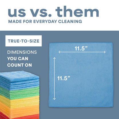 S&T INC. 150 Pack Microfiber Cleaning Cloth, Bulk Towels for Home, Reusable Microfiber Towels for Cars, Cleaning Rags, Assorted, 11.5 Inches x 11.5 Inches, 150 Count