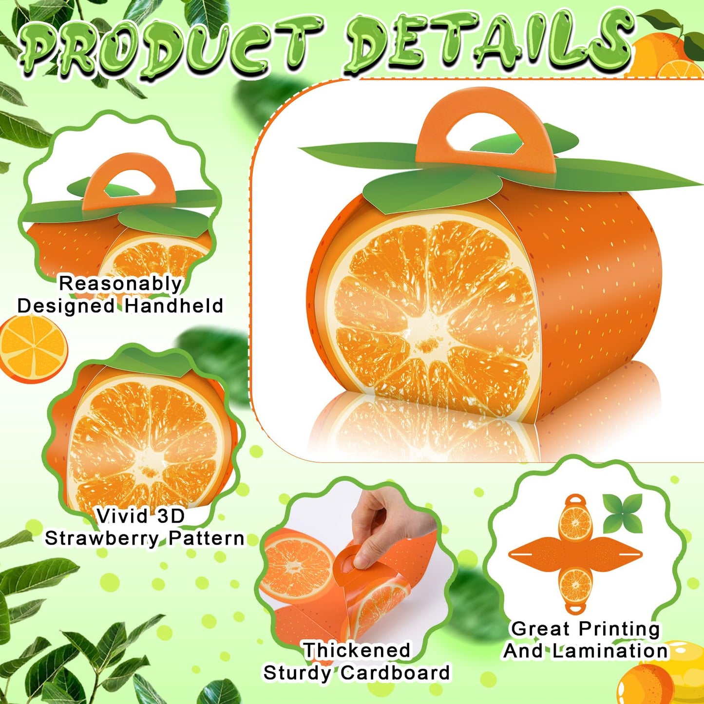 TaoBary 36 Pieces Orange Fruit Party Favor Boxes Summer Citrus Orange Slice Candy Treat Box 3D Mini Goodie Gift Bags Party Decorations Supplies for Summer Fruit Themed Birthday Baby Shower