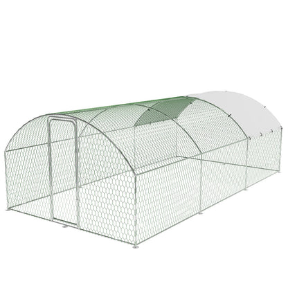 Large Metal Chicken Coop, Outdoor Chicken Runs for Yard with Cover,Large Chicken Run with Upgrade Tri-Supporting,Waterproof and UV-Resistant,Walk-in Poultry Cage for Farm Yard(9.8'l x 19.7'w x 6.6'h)