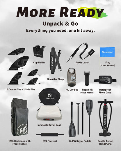 iTAOSTAR C03EP 35" Wide Paddle Board, More Fun Inflatable SUP Board with 5 Fins，12 Foot Stand Up Paddle Board with Premium SUP Accessories for Adults of All Skill Levels