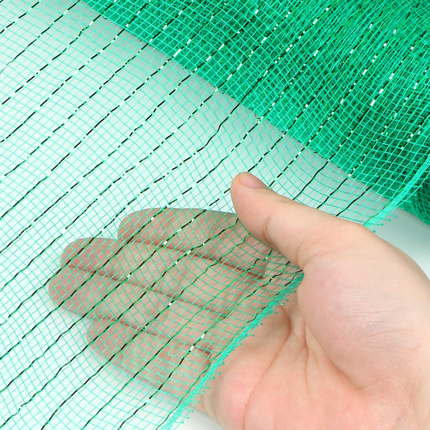 MIKIMIQI 2 Pack Deco Mesh 5.9 Inch x 30 Feet Decor Mesh Ribbon with Metallic Foil Deco Mesh Wreath Supplies Ribbons Mesh Roll for Spring Wreaths, Swags, Craft, Party Decoration (Green)