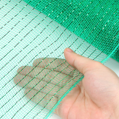 MIKIMIQI 2 Pack Deco Mesh 5.9 Inch x 30 Feet Decor Mesh Ribbon with Metallic Foil Deco Mesh Wreath Supplies Ribbons Mesh Roll for Spring Wreaths, Swags, Craft, Party Decoration (Green)
