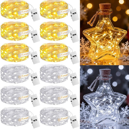 12Pack 7ft 20 3 Fairy Lights with Timer, LED Twinkle Light Battery Operated Modes, Mini String Lights for Christmas