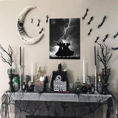 Framed Dark Gothic Canvas Wall Art Set of 3, Creepy Witchy Halloween Wall Decor Paintings, Crow and Skull Goth Aesthetic Posters Prints for Living Room Bedroom Bathroom Home Decor 12x16In