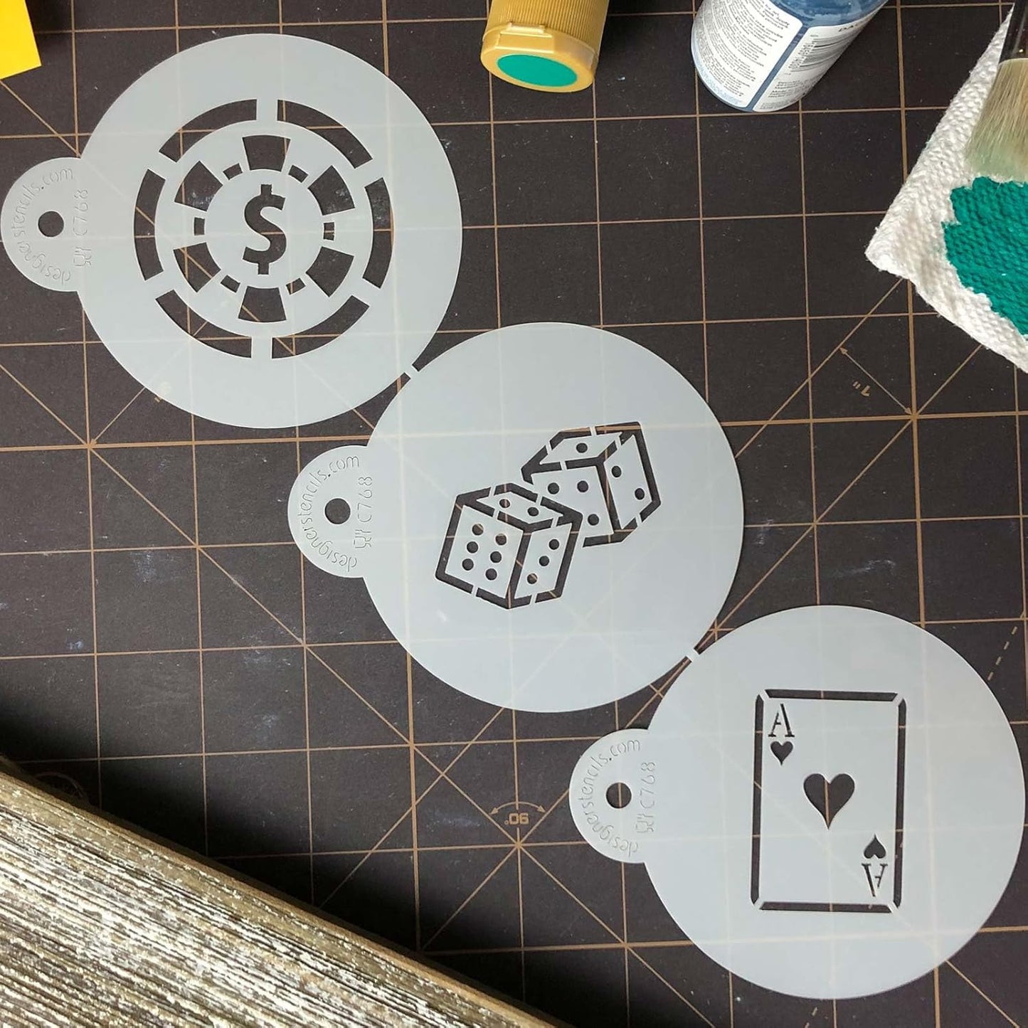 Designer Stencils Casino Night Cookie Stencil Set, (Dice, Cards, Poker Chip), Beige/Semi-Transparent