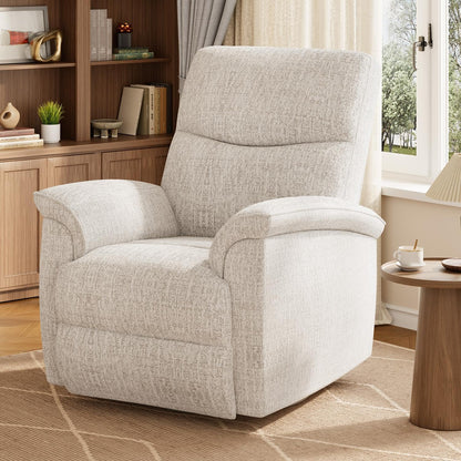 Garvee Swivel Rocker Recliner Chair, Nursery Rocker Recline Chair, Manual Chenille Reclining Armchair with 38.6" w Seat, 350 Lb Capacity, Oversized Single Sofa for Living Room Bedroom,Beige