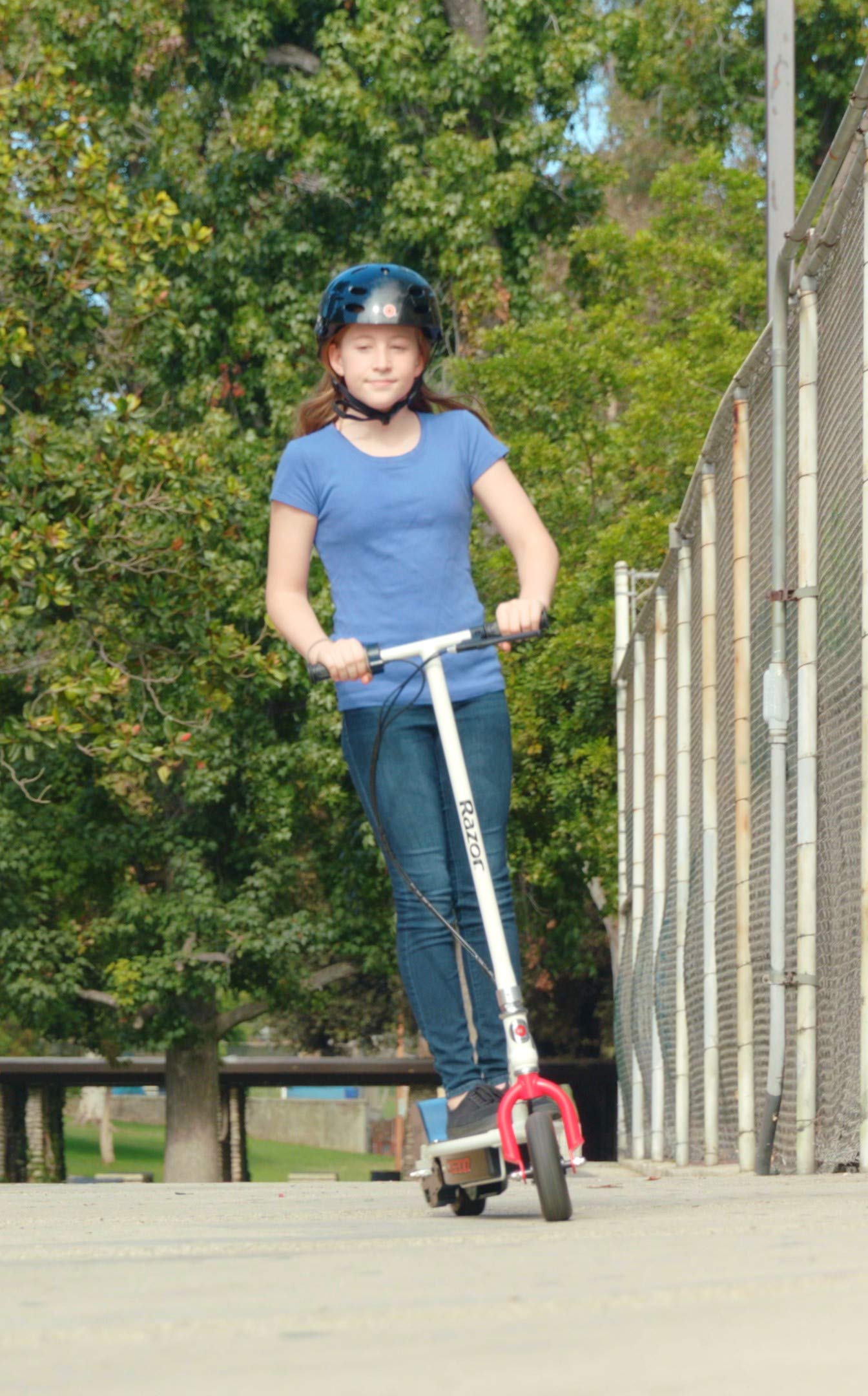 Razor E200 Electric Scooter for Kids Ages 13+ - 8" Pneumatic Tires, 200-Watt Motor, Up to 12 mph and 40 min of Ride Time, For Riders up to 154 lbs