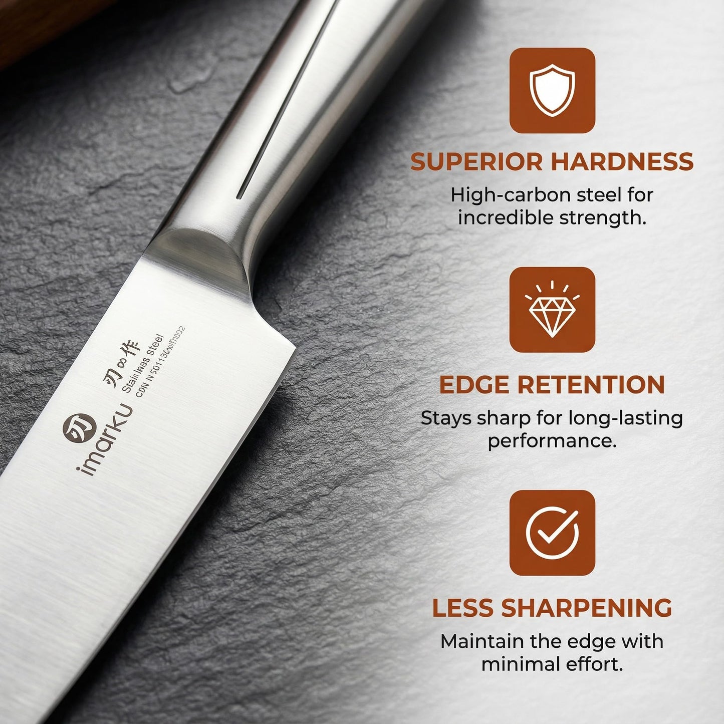 imarku Japanese High Carbon Stainless Steel Knife Set with Block, Precision-Forged Gyutou Kitchen Knives with Built-in Sharpener, Ultra-Sharp 10–15° Edge, Ergonomic Non-Slip Handle, Dishwasher Safe