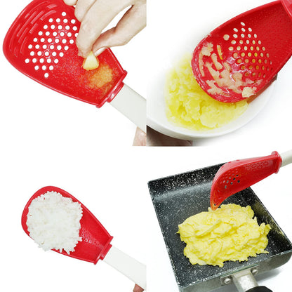 6 in 1 Multifunctional cooking gadgets, 356°F Heat Resistant kitchen gadgets, Egg Separator, Cooking, Draining, Mashing, Grating, Cooking spoon Red