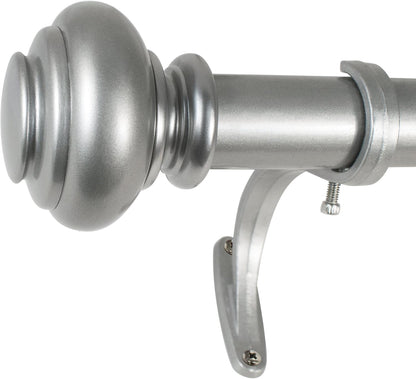 Decopolitan 1-Inch Urn Single Window Treatment Rod Set, 36 to 72-Inch, Antique Silver