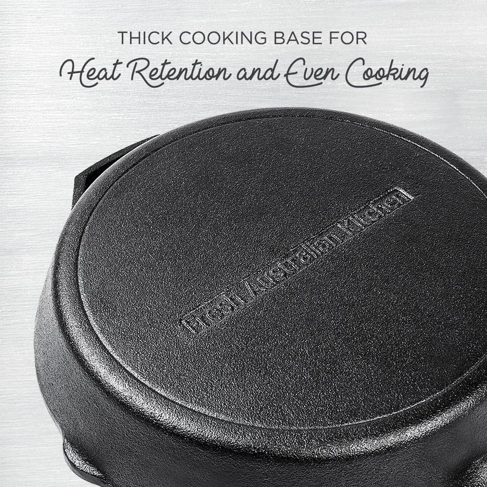 Fresh Australian Kitchen 12" Nonstick Cast Iron Skillets - Pre Seasoned Frying Pan Cookware for Cooking