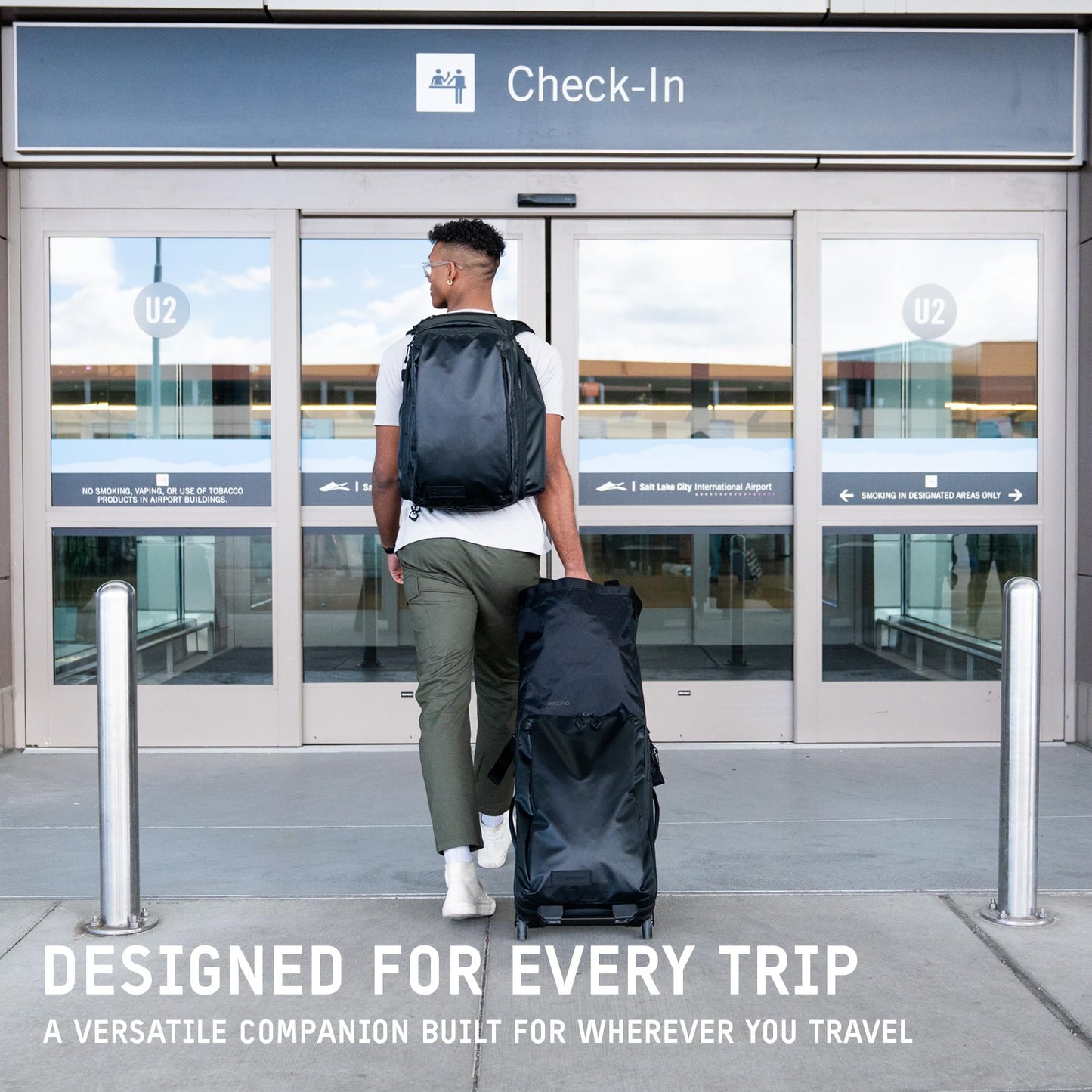 WANDRD TRANSIT Travel Backpack (45L): Large Expandable Carry-On Adventure Bag – Weather-Resistant Travel Backpack with Laptop Sleeve, Dual Side Access & Hidden AirTag Pocket