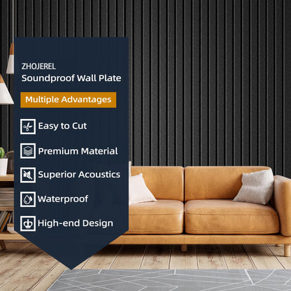 ZHOJEREL 10 Pack Sound Proof Foam Panels for Walls 47.2"x23.6" Large Acoustic Panels Sound Absorbing, Self-Adhesive Soundproof Wall Panels for Home Studio, Office, Recording, Black (10 Pack Black)