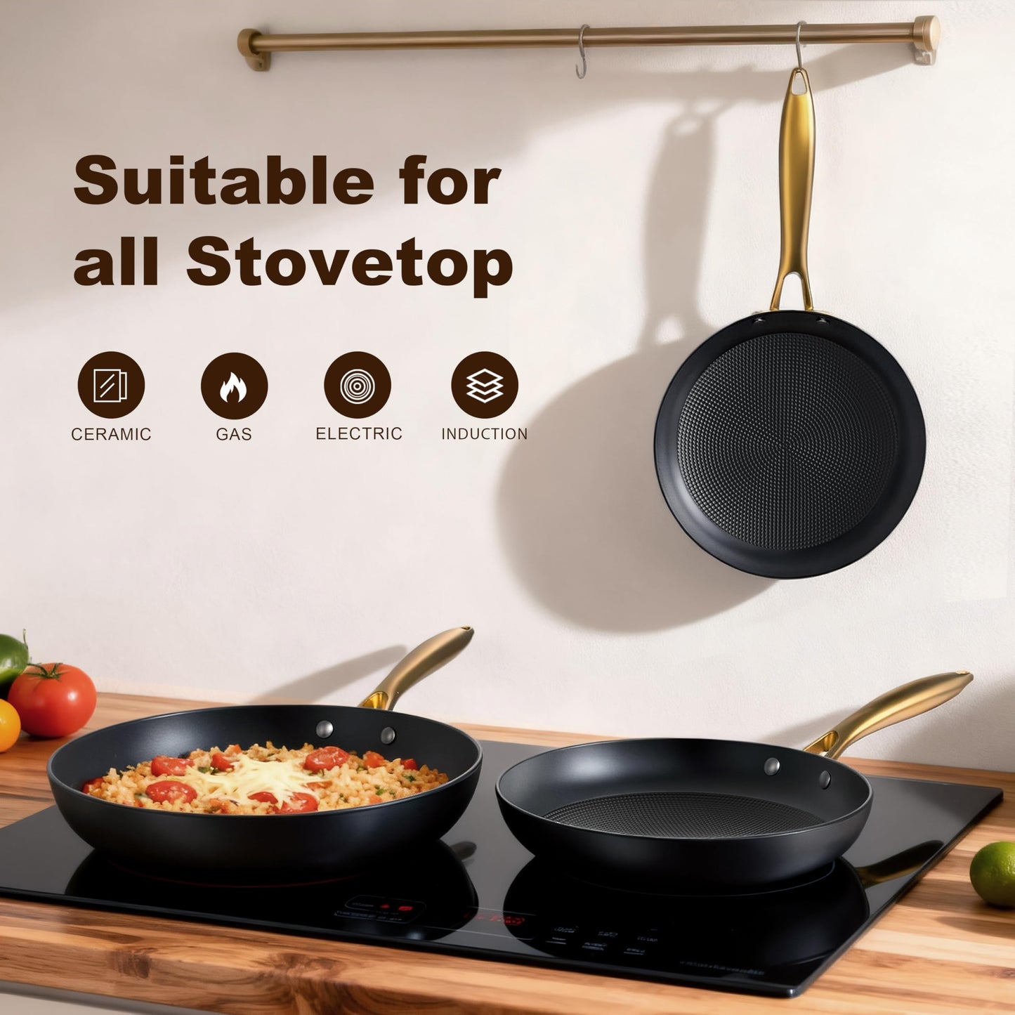 imarku 3 Pcs Non Stick Frying Pans Set, 8+10+12 Inch Nonstick Cast Iron Skillets with Stay Cool Metal Handle, Dishwasher & Oven Safe, Induction Compatible Cooking Pan