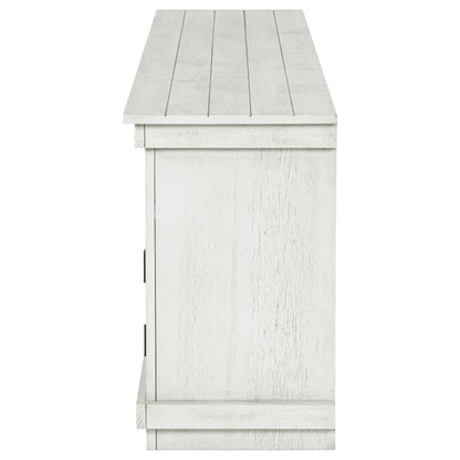 Coaster Home Furnishings - Payne - Wood - TV Stand with Two Door Cabinets, Open Shelves, Six Compartments and Farmhouse Style - Living Room - 70-Inch - Distressed White - 710053