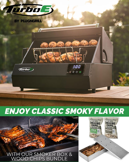 PlugNGrill Turbo E XL Electric Grill, 1700W Infrared, Warming Rack and Probe, Apartment Friendly