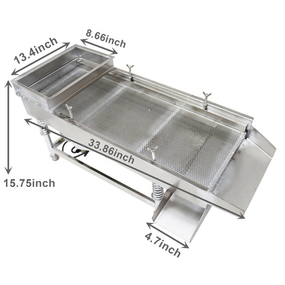 TECHTONGDA Straight Vibrating Sieve Screen Shaker Electric Linear Sifter Machine Stainless Steel One Layer One Motor 4mm Screen Size 11.8×29.5inch 110V
