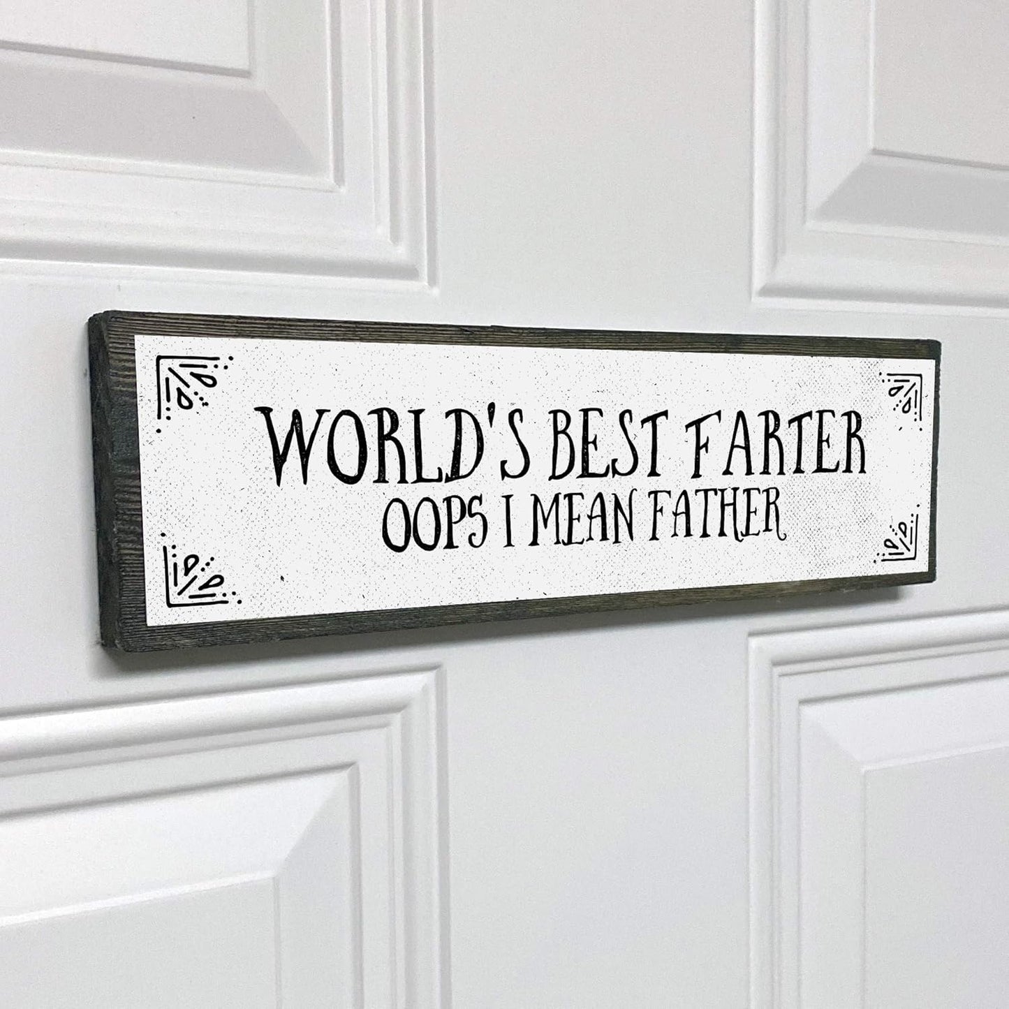 World's Best Farter Oops I Mean Father - Handmade Metal Wood Sign Light, Cute Rustic Wall Decor Art, Farmhouse