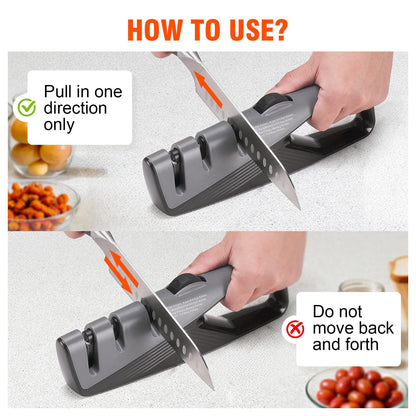 Knife Sharpener with 5 Adjustable Angle, Coarse & Fine Knife Sharpener Tool, Handheld Manual Knives Sharpener for All Knives Including Kitchen Knives, Pocket, Scissors