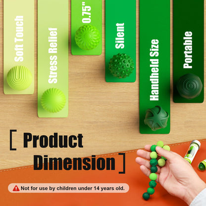 Silicone Magnetic Balls, Fidget Toys, 12-Pack Stress Relief Toys for Adults, Teens, Sensory Toy for Fingers Hands, Quiet Office Desk Toys with Textures, Magnet Fidget Fun Gift (2 Pack(Green+Red))
