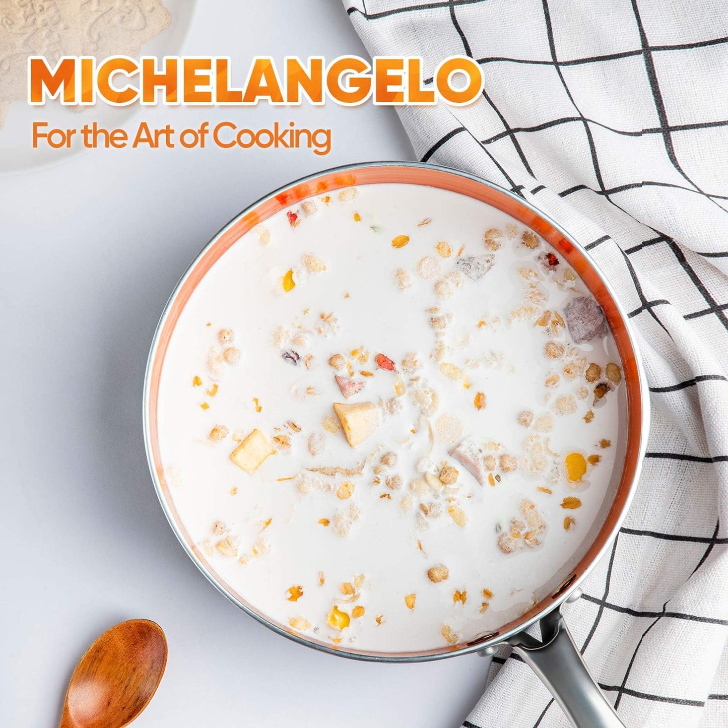 MICHELANGELO 4 Quart Saucepan with Lid - Ultra Nonstick Sauce Pan with Ceramic Coating, 4 Qt Non Stick Pot Induction Compatible, Copper