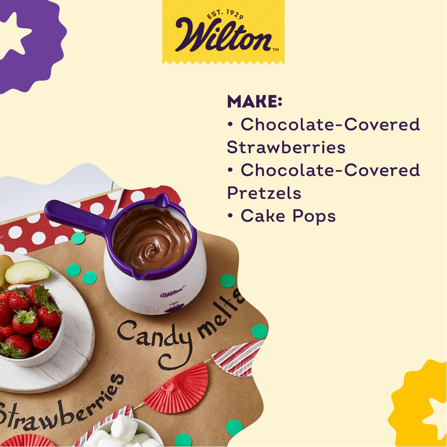 Wilton Candy Melts Candy Melting Pot - Melt Station for Chocolate & Fondue - Features Dishwasher-Safe Insert & Easy-Pour Spout - Fits on a Tabletop - 2.5-Cup Capacity