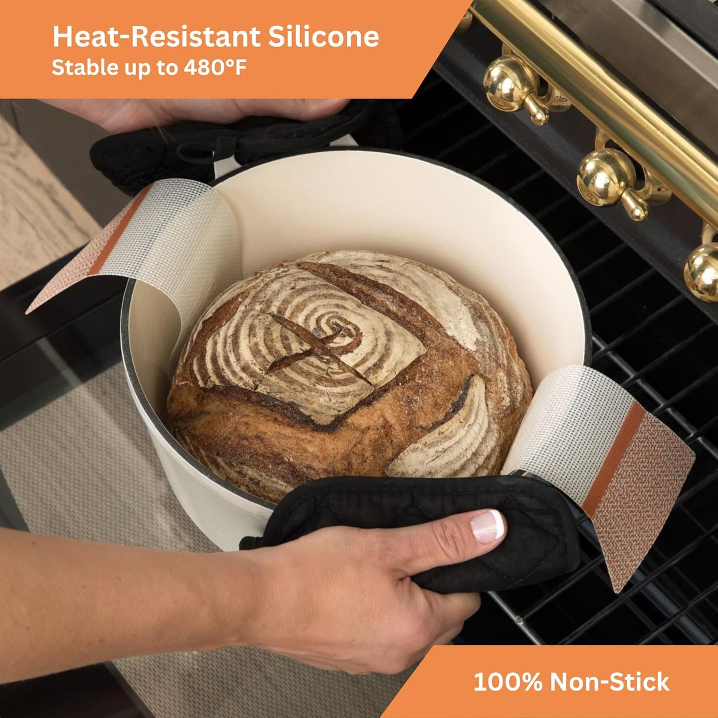 Silicone Bread Sling, Exclusive SureHold Handles, Sourdough Baking Sling, Bread Mat for Bread Making Tools
