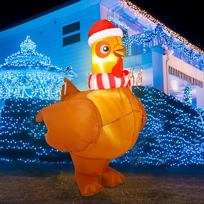 5 Ceenna ft Large Lighted Christmas Inflatable Chicken Built in Colorful LED Light up Inflatable Turkey Blow up Chicken