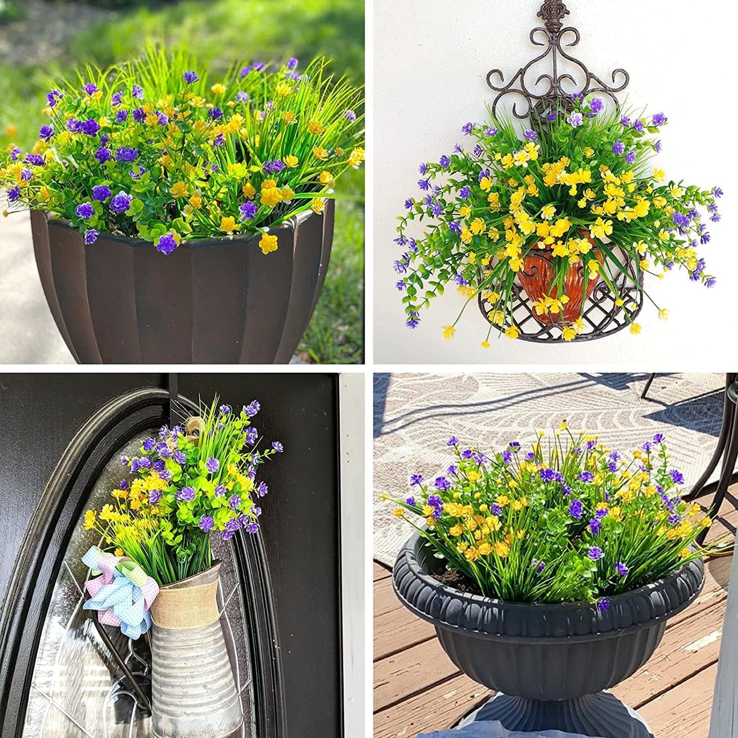CEWOR 9pcs Artificial Flowers, UV Resistant Fake Plastic Flowers for Home Kitchen Bedroom Cemetery Decor