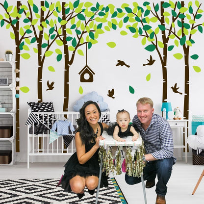 Giant Jungle Tree Wall Decals Birch Tree Wall Decals Forest Wall Stickers for Kids Room Bedroom Living Room Nursery Removable Vinyl Sticker Mural Art Decoration (Brown)