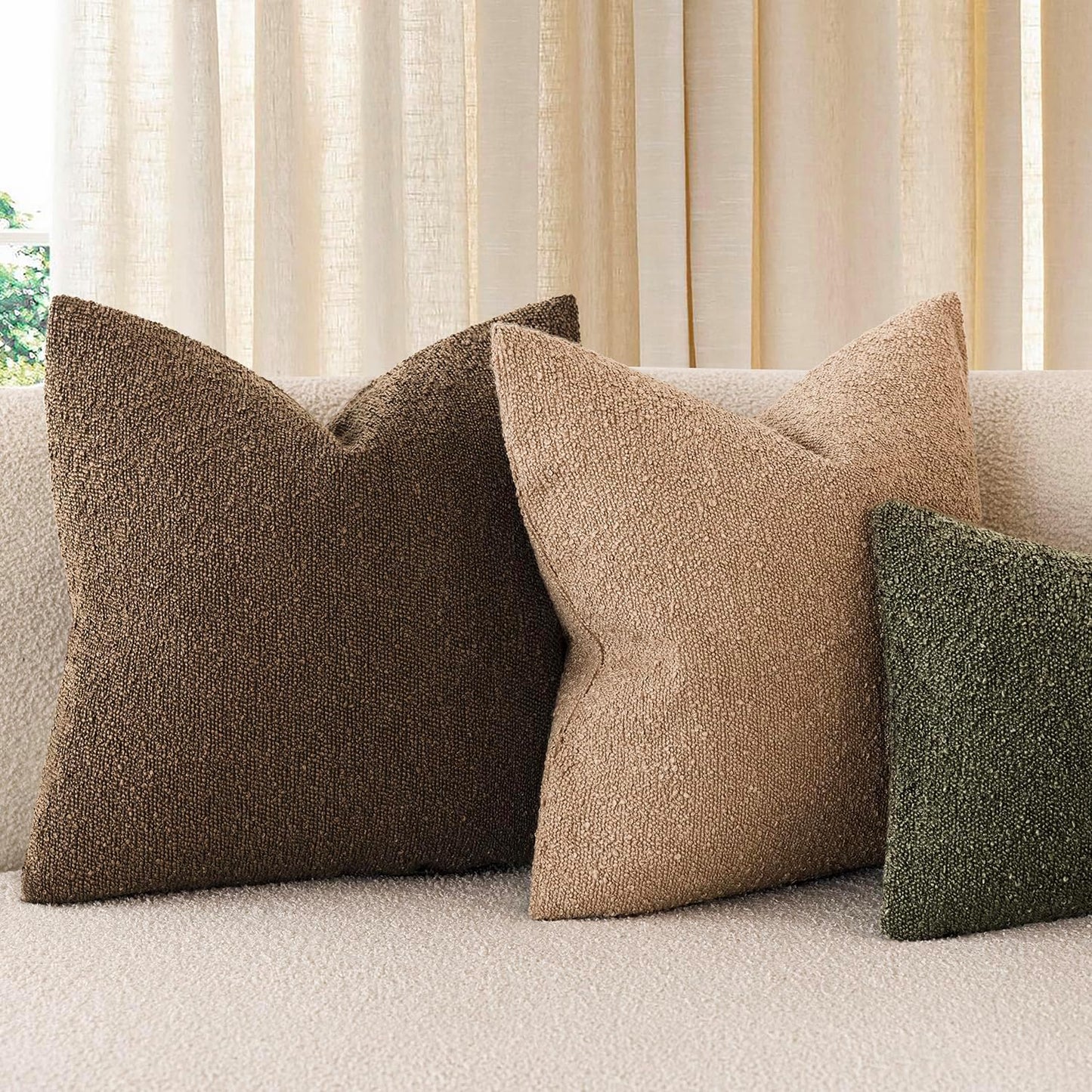 12x20 Inch,1PC,Chocolate Foindtower Decorative Textured Boucle Throw Pillow Covers Accent Solid Lumbar Pillow Cases