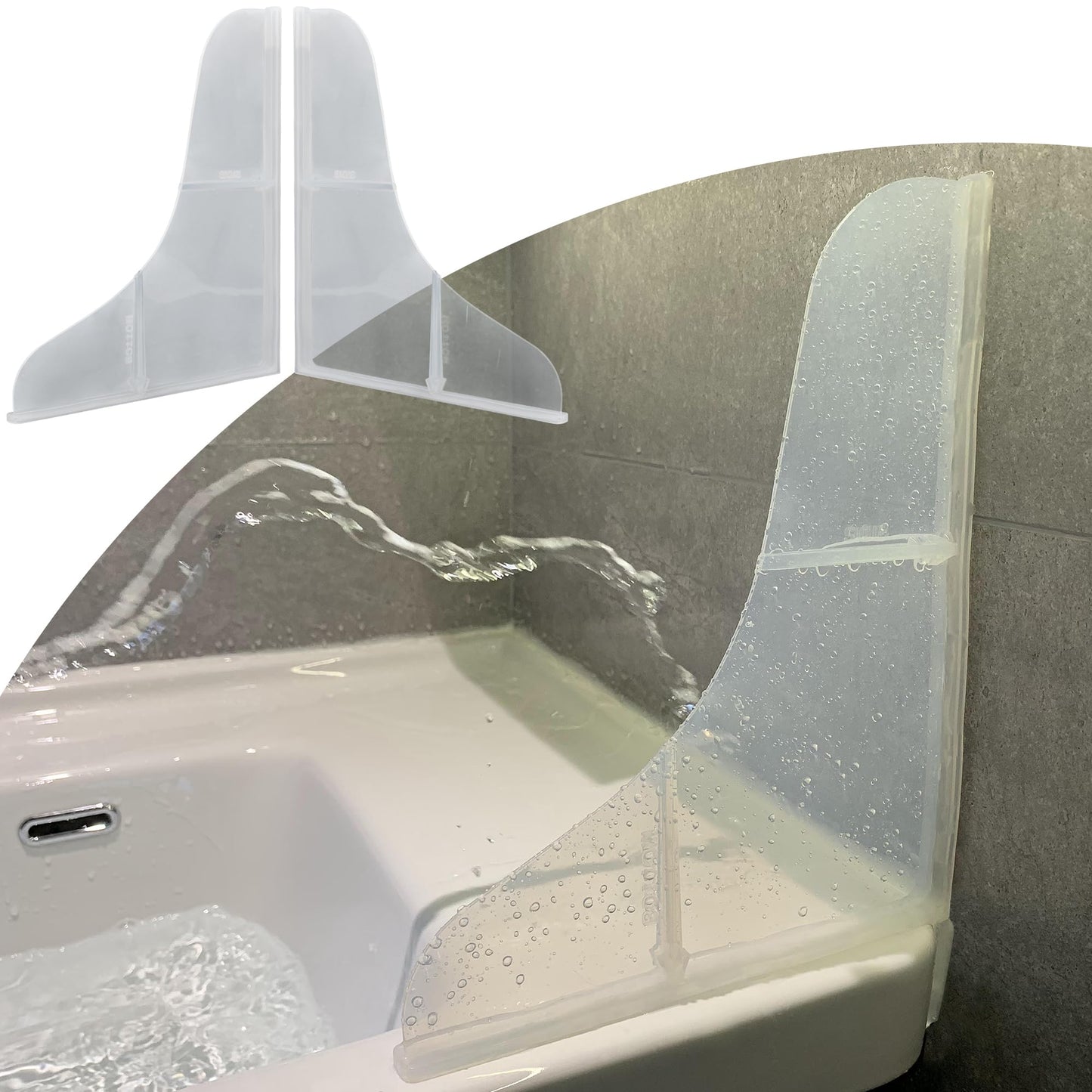 Mofason Silicone Shower Splash Guard, Clear Bathtub Corner Splash Guard, Bathroom Shower Water Guard Can Be Used in Washbasin, Tubs, Sinks Etc - 2Pack