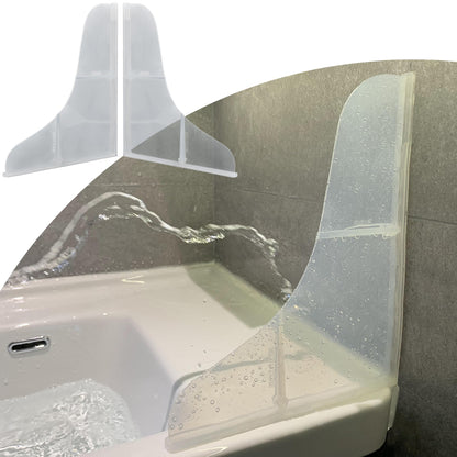 Mofason Silicone Shower Splash Guard, Clear Bathtub Corner Splash Guard, Bathroom Shower Water Guard Can Be Used in Washbasin, Tubs, Sinks Etc - 2Pack