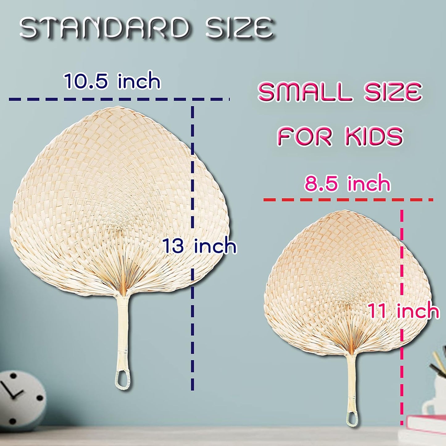 Palm Leaf Fan, Woven Farmhouse Kitchen Summer Cooling Party Beach Wedding Camping, 1 Pack (Standard)