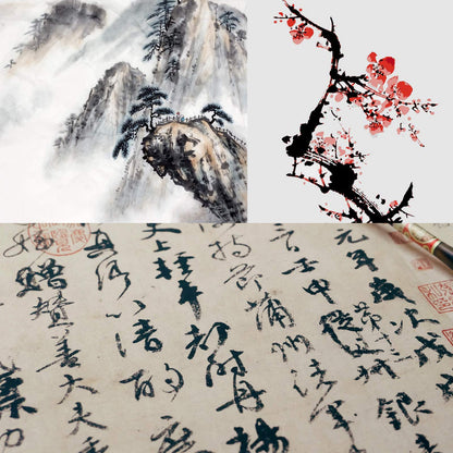 HOZEON 400 Sheets of Xuan Paper 27.2 x 13.4 Inch, Sumi Ink Drawing Rice Paper, Raw Sheng Xuan Without Grids for Chinese Japanese Calligraphy Character Writing