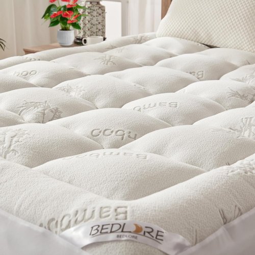 BEDLORE Full Size Mattress Topper - Thick Bamboo Viscose Pillow Top for 6-15 Inch Mattresses | Breathable Comfort & Back Pain Relief
