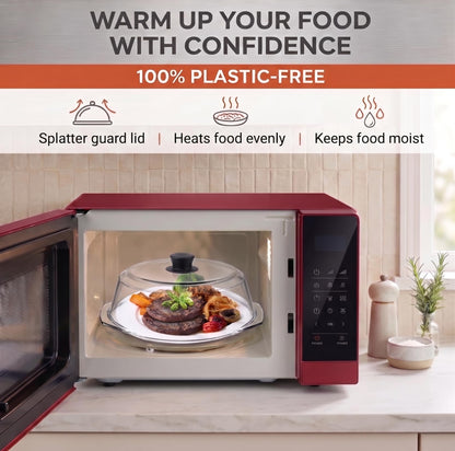 Bezrat Microwave Tall Glass Plate Cover | Splatter Guard Lid with Easy Grip Silicone Handle Knob | 100% Food Grade | BPA Free and Dishwasher Safe | 10 Inch (Black-)