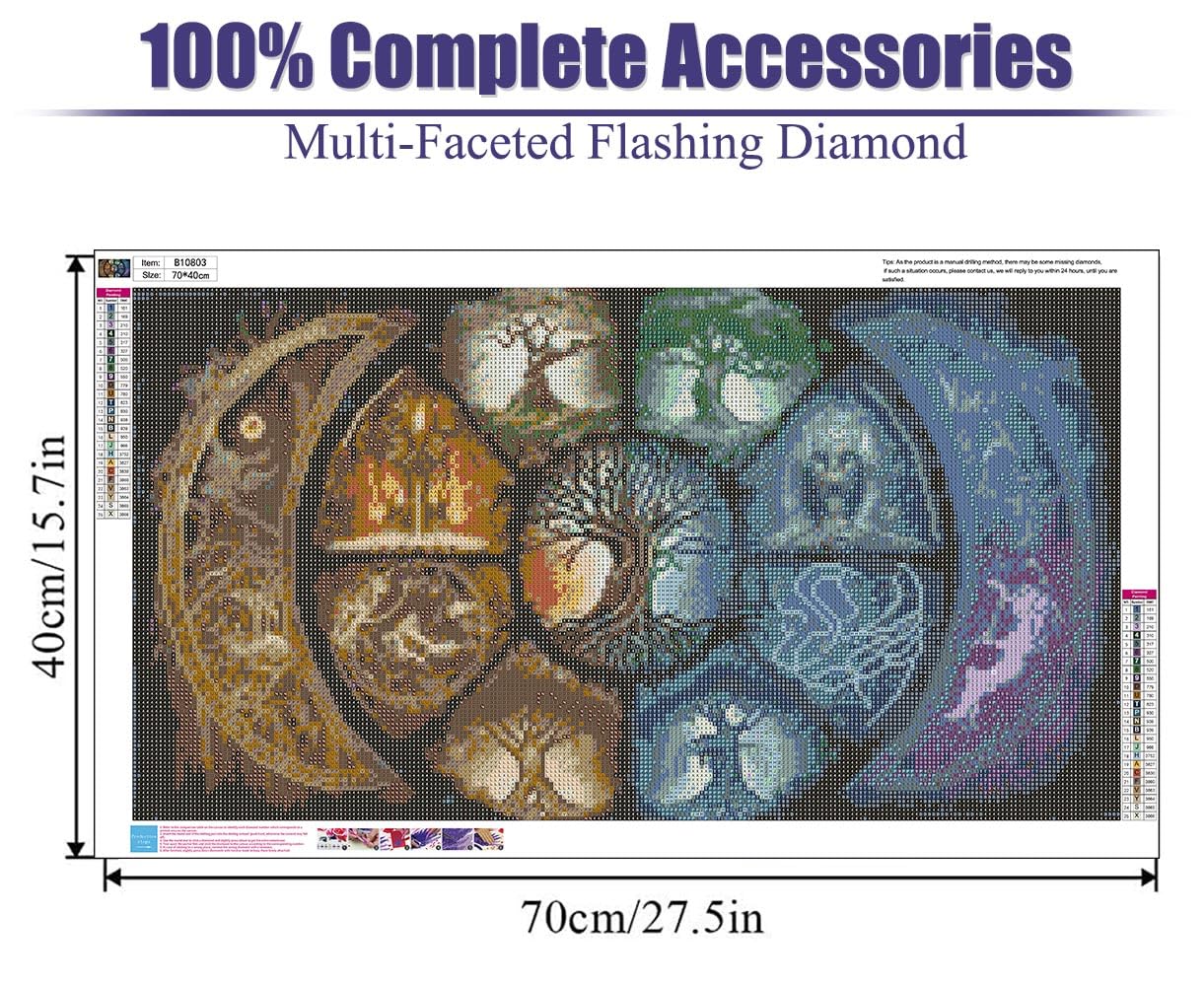 BOHADIY DIY 5D Diamond Painting Kits for Adults Diamond Art Large Size Tree of Life Abstract Tree Landscape Full Drill Crystal Rhinestone Embroidery Craft Kits for Home Wall Decor, 27.5X15.7 Inch